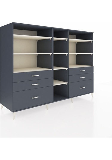 Kronos Dolap 10 Raflı 6 Çekmeceli 220x59x163 Antrasit-aytaşı/ant Antrasit-aytaşı/antrasit