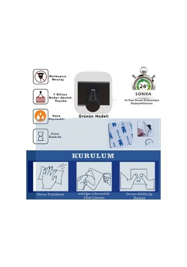 Glare Çubuklu İster Kendinden Yapışkanlı İster Vidalı Askılık Beşli Mat Siyah Çok Renkli