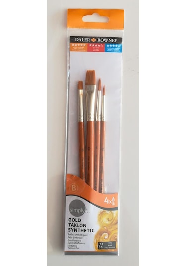 Daler Rowney Simply Gold Taklon Sentetik 4 Lüfırça Seti 401