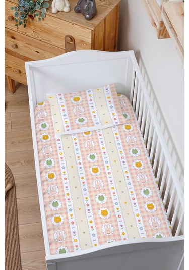 Organik Bebek Boy Lastikli Çarşaf Seti 80x140 - Şirin Kahramanlar