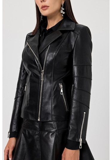 Diana Siyah Kadın Deri Mont Siyah