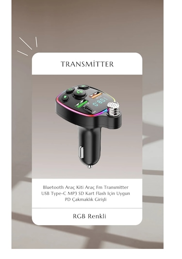 Neffo Fm Radyo Bluetooth Transmitter Usb Type-c Mp3 Sd Kart Flash