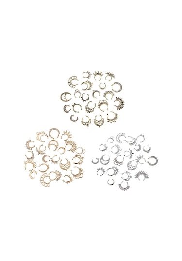 Suntek 21 Parça Kristal Sahte Septum Clicker Burun Antik-bronz Açık Mor