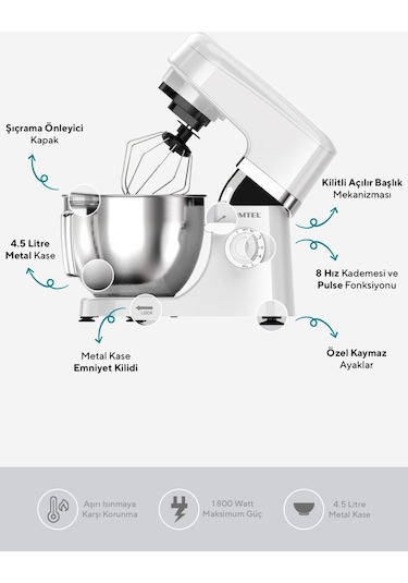 Kumtel SM-02 1800 W Hamur Yoğurma Makinesi