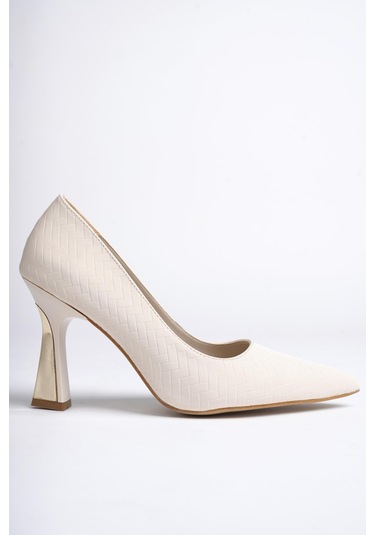 Muggo Goes Garantili Sivri Burun Kadın Topuklu Stiletto Ayakkabı Ten