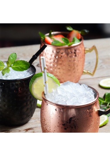 Kosona 530ml Paslanmaz Çelik Gümüş Mavi Yassı Yüzeyli Moskova Mül Espresso Bardağı Kokteyl Bardağı İçecek Bardağı