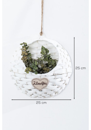 Porsima 2065 Beyaz Dekoratif Çok Amaçlı Saksılık Hasır Modelli Saksı Çiçeklik