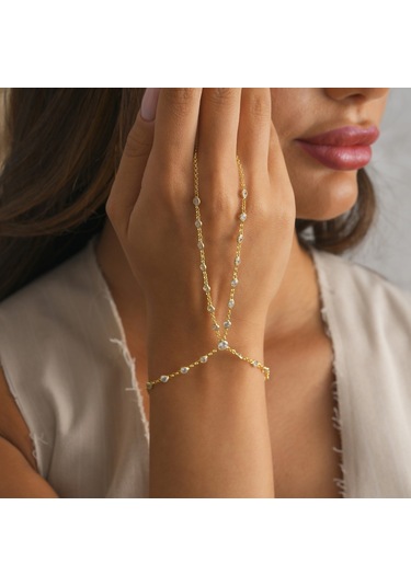 925 Ayar Gümüş Zirkon Taşlı Seyrek Tamtur Açık Parmak Şahmeran Altın