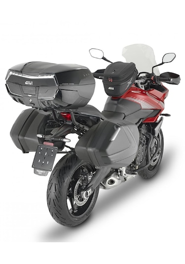 Gıvı V58nntb Motosiklet Arka Çanta Gri Reflektörlü Siyah