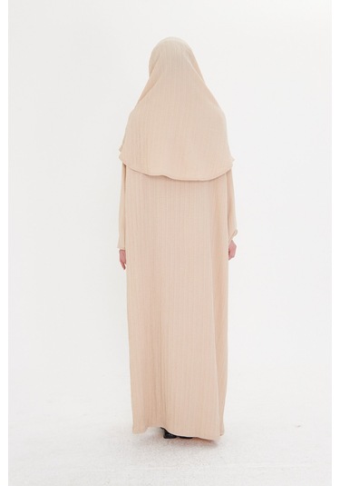 2 Parça Namaz Elbisesi Dokuma Kendinden Desenli 2502 12 Bej