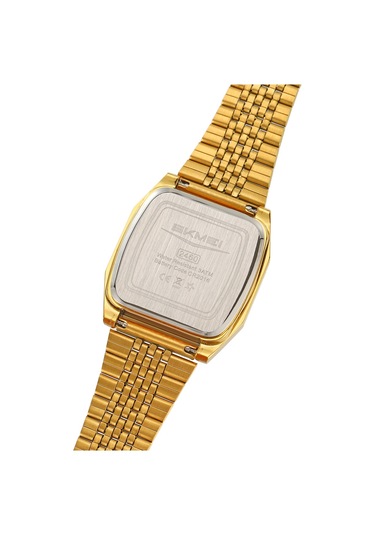 Springsun Skmeı 2460 Dijital Spor Saati: Çelik Kayışlı, 30m Su Geçirmez, El Işık, Kronometre, Alarm Ve Tarih Gösterimi Altın Altın