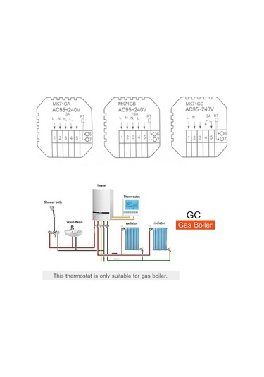3a Gaz Kombisi Termostati - Akıllı Isıtma Kontrol Cihazı, 0-60 C, Beyaz Lcd Ekranlı, Wi-fi Yok