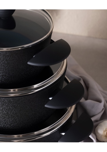 Madame Coco Opus Titanium 7 Parça Tencere Seti - Siyah Tncr0000000041