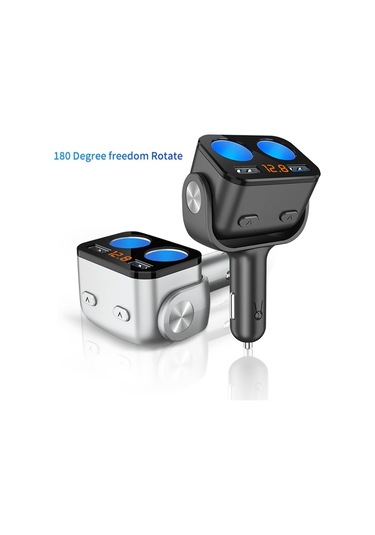 12v Araç Şarj Çakmak Soket Splitter Hızlı Şarj Çift Usb Gerilim Göstergesi Evrensel Araç Adaptörü-siyah