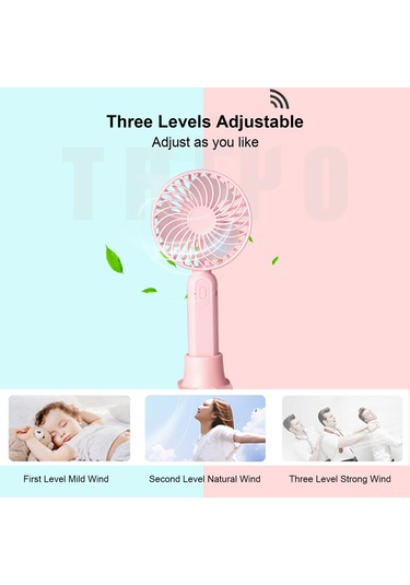 Jeehugo Usb Şarj Edilebilir Elden Tutulan Mini Fan, 3 Seviye Rüzgar Hızı, Taşınabilir, Pil İçeren, Beyaz