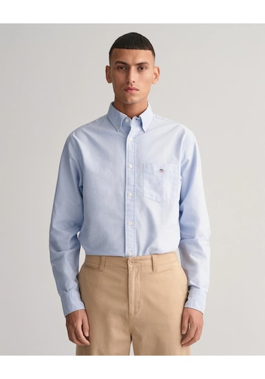 Gant Erkek Regular Fit Düğmeli Yaka Gömlek-mavi Mavi