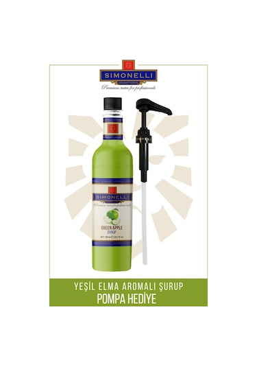 Simoenlli Kahve Şurubu Yeşil Elma 700 ML + Pompa Simonelli