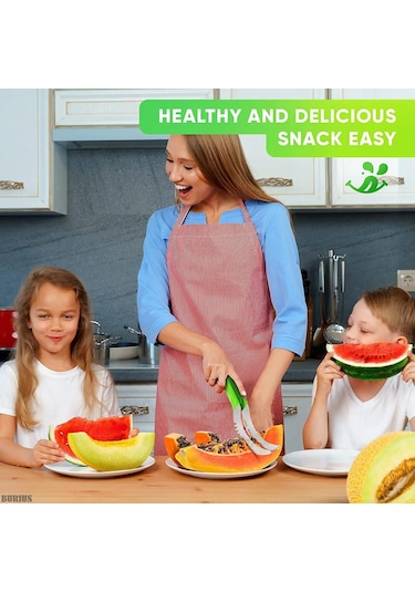 Yeşil Karpuz Dilimleme Kesici Paslanmaz Çelik Renk Kaymaz Plastik Sarma Kolu Zarar Vermez Eller Kavun Mutfak Meyve Kesme Aleti Yeşil