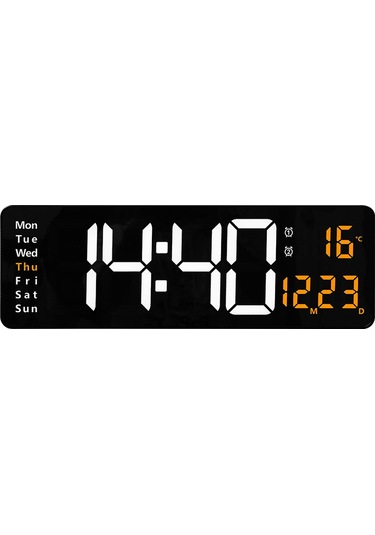 Xindoker 16 İnç Büyük Ekranlı Led Duvar Saati, Koyu Mavi, Uzaktan Kumanda Ve Düğme Pil Dahil, Modern Salon Dekoru, Kolay Kullanım Camgöbeği