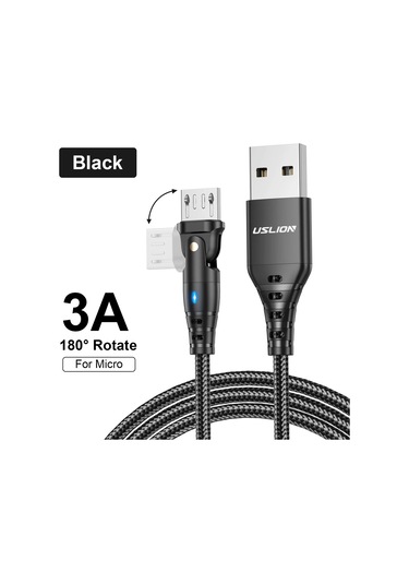 Uslıon 180 Döndür 3a Mikro Usb Şarj Kablosu - Samsung Uyumlu/xiaomi Android Telefonlar İçin Hızlı Şarj Ve Veri Aktarımbej1.5m