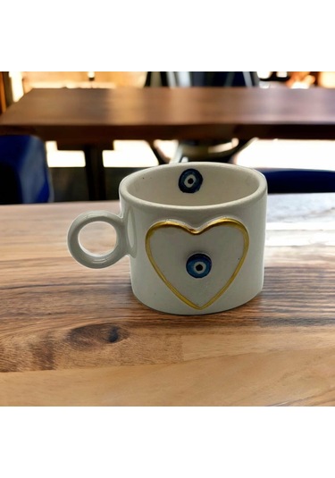 Altın Yaldız Kalp Nazar Fincan Mug