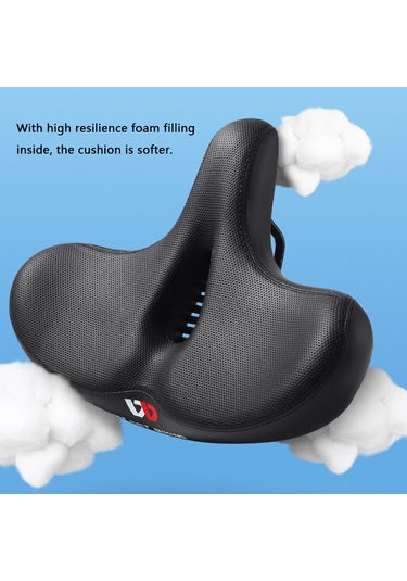 Yunboo Ergonomik Bisiklet Jantı, Geniş Yumuşak Dikişli, Çift Şok Emici Top, Mountain/road Bisikletleri İçin Siyah Orta Boy, Havlu Tasarım + Rüzgar Engeli Siyah