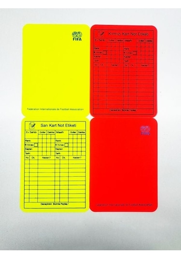 Fifa Baskılı Kalın Sarı Kırmızı Kart Çizelgeli Kurşun Kalem İle Yazılır, Silinir Kırmızı - Sarı