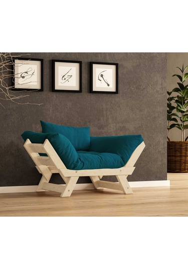 Woodesk Adalar Masif Natural-petrol Renk Berjer Cpt8148-140 Petrol