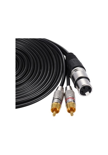 Besthome1 5m Siyah Xlr Dişi 2 Rca Erkek Stereo Ses Kablosu - Mikser, Ampüly Bağlantısı, Kesintisiz Sinyal