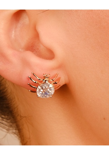 Lekka Design Kadın Takı Kararmaz Çelik Lüks Mavi Taşlı Örümcek Küpe