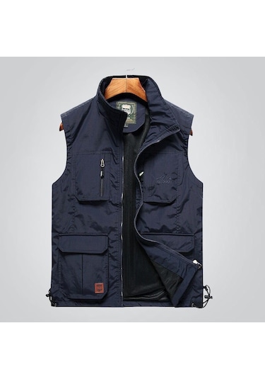 Skycıty Erkek Açık Hava Fotoğrafçılık & Balıkçılık İçin Çok Cepli Çabuk Kuruyan Tibet İpek Kumaş Yelek - M Çok Renkli