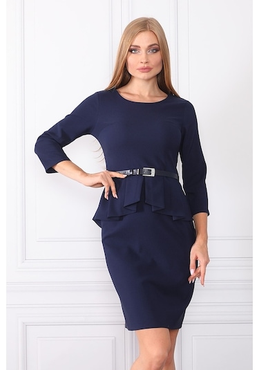 Etselements Kuşak Ve Aller Detaylı Günlük Elbise Ets4412E Lacivert