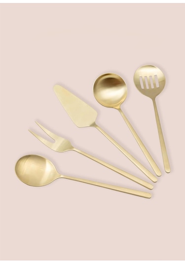 The Mia Giallo Servis Seti Gold 5 Parça - Servis Takımı Bej
