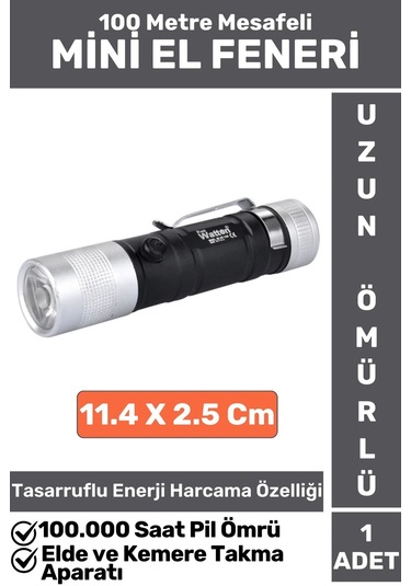 Premium Kompakt Kamp Avcı Balıkçı Deprem Enerji Tasarruflu Beyaz Işık Pilli Mini El Feneri Çok Renkli