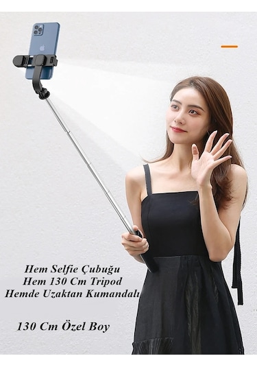 Pro K8 Selfie Çubuğu -130 Cm Uzaktan Kumandalı