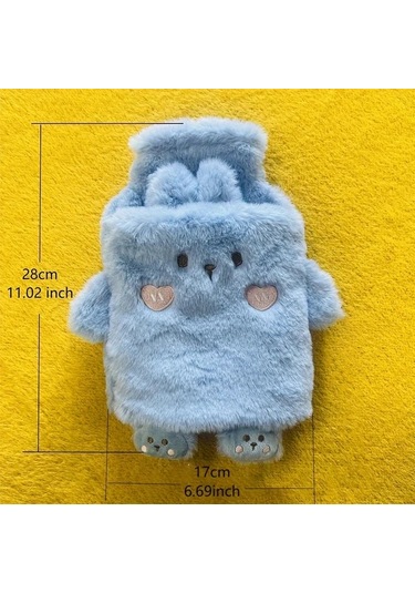 Elmpaly Mavi Tavşan 33.81 Onz Pvc Astarlı Isıtmalı Termos Seyahat Kupası Çıkarılabilir Ayaklı Yumuşak Hayvan Tasarımı Antrasit