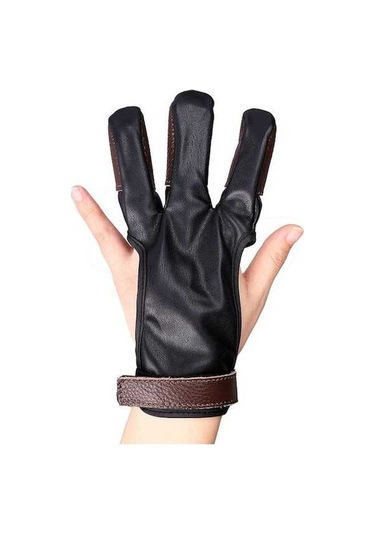 Pazly Okçuluk Eldiveni - Pu & Sığır Derisi - 3 Parmak - Siyah Kahverengi - S-xl Boyutlar - Kullanıcı Dostu, Dayanıklı Eldiven, Çocuk-yetişkin İçin Uygun