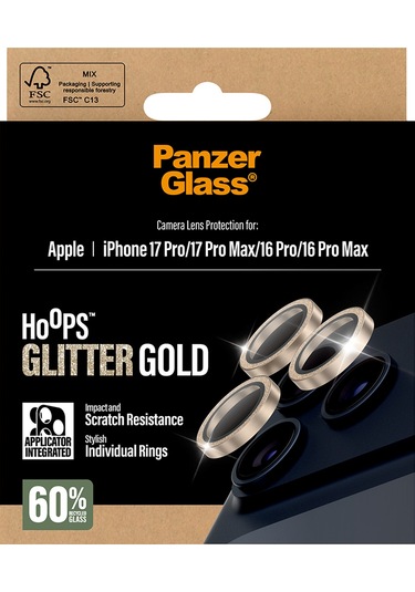 Panzerglass Hoops Apple Uyumlu iPhone 17 Pro Max 16 Glitter Gold Kamera Lens Koruyucu