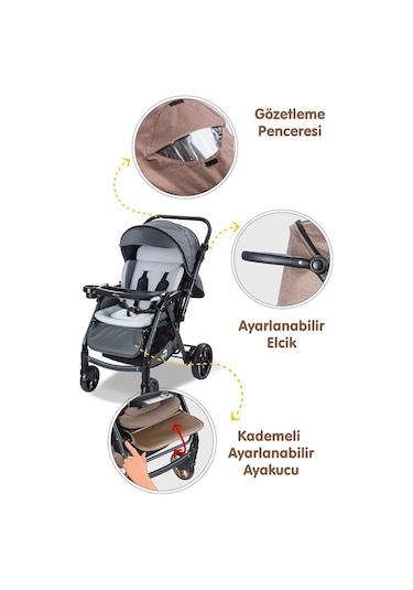 Baby Care Çift Yönlü Alüminyum Kalın Iskelet Bebek Arabası Oyuncak Hediyeli