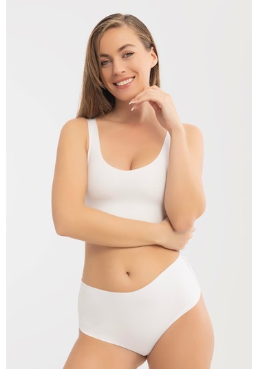 Kadın Yüksek Bel Basic Dikişsiz Lazer Kesim Külot 3'lü Paket Renkli Çok Renkli 2