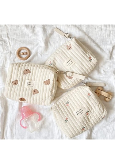 Reedark Bebek Bezi Çantası - Arabaya Takılabilir Depolama Çantası, Kancalı, Pamuk Malzeme, 25 17 10cm, Tek Kanca Mami Çantası Beyaz