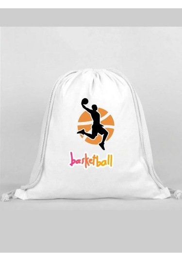 Basketbol Baskılı Sırt Çantası - İp Büzgülü Spor Çanta Renkli