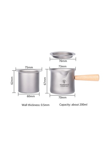 Tomshoo Titanyum Çay Kupa Çay Süzgeçli Açık Kamp Titanyum Y28369 Gümüş