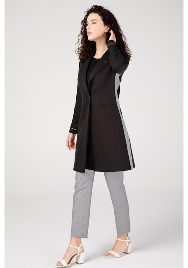 Erkek Yakalı Kaz Ayak Desen Kombinli Pantolon Ceket Takım Siyah