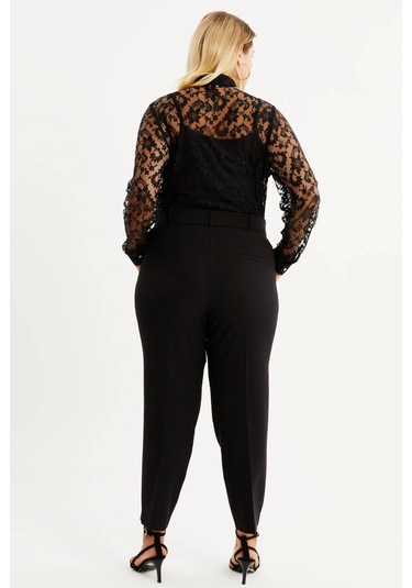 Cep Detaylı Kemerli Klasik Pantolon-1606 Siyah