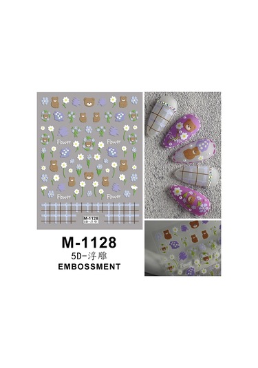 Nail Art Etiketler Çıkartmaları 5d Kabartmalı Kendinden Yapışkanlı Karikatür Çiçek Kelebek Yıldız Tırnak Çıkartmaları Koyu Cilt