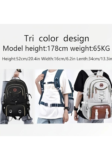 Topshop1 Siyah Siyah Oxford Sirt Cantasi Ayarlanabilir Askilar Coklu Cepler Genis Kapasiteli Usb Sarj Portlu Siyah