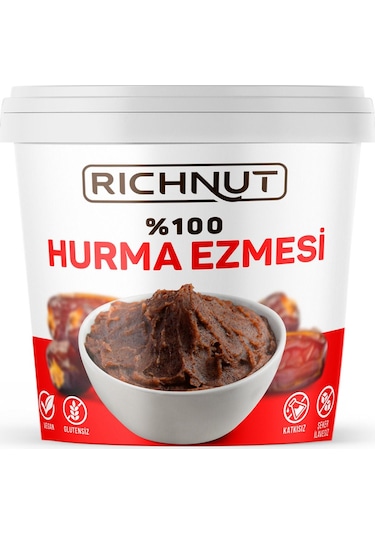 Richnut Katkısız Doğal Hurma Ezmesi - %100 Hurma Püresi 1 Kg