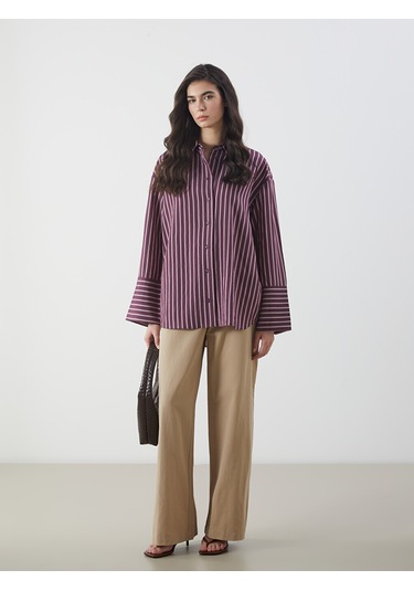Lcw Modest Kahverengi Standart Fit Poplin Kadın Pantolon