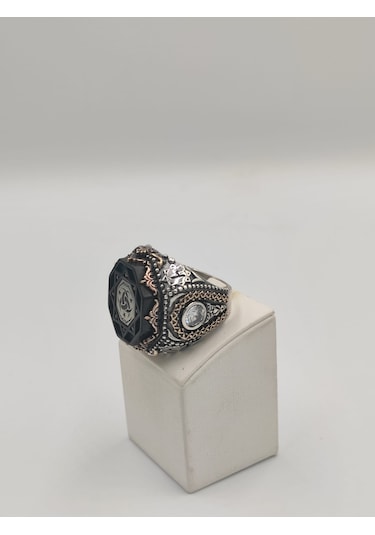 Siyah Zirkon Taşlı Teşkilat Mahsusa Diliriş Eseri 925 Ayar 25 Mm